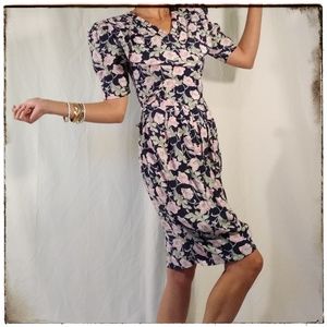 Vintage 1980s Floral Dress Ed Michaels